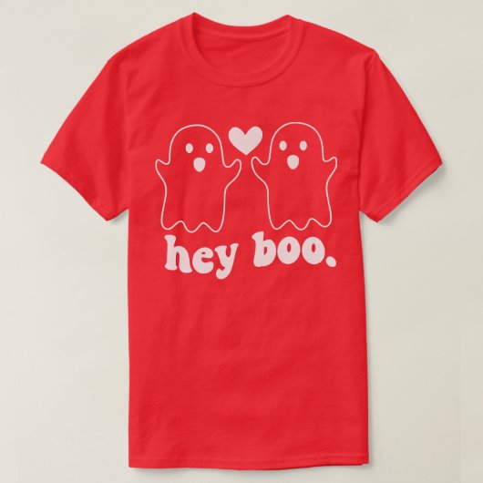 Pocket Hey Boo Ghost Couple Spooky Season Funny Ha Tシャツ (デザイン正面)