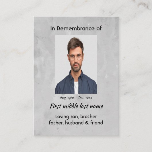 Pocket Keepsake Memorial Remembrance Wolf 名刺 (裏面)