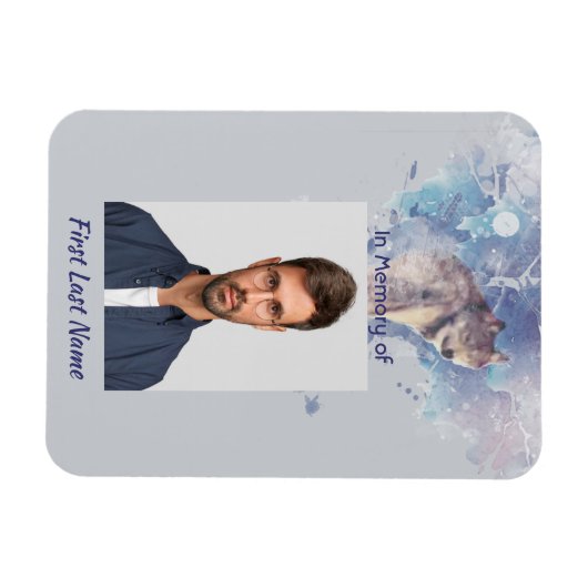  Pocket Keepsake Memorial  Wolf Looking Back マグネット (横)