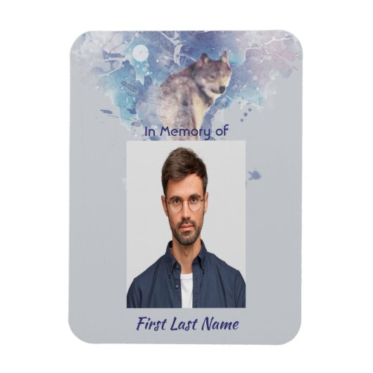  Pocket Keepsake Memorial  Wolf Looking Back マグネット (縦)