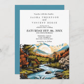 Pocono Mountains Wedding Invitation Retro 招待状 (正面/裏面)