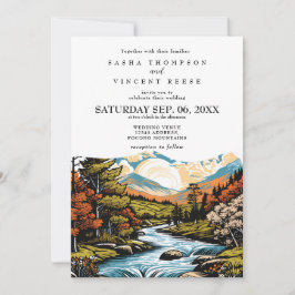 Pocono Mountains Wedding Invitation Retro 招待状