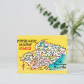  Pocono Mtns Vintage Map Postcard ポストカード (スタンド正面)