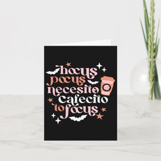 Pocus Necesito Caffecitoハロウィンコーヒーを集中する カード (正面)