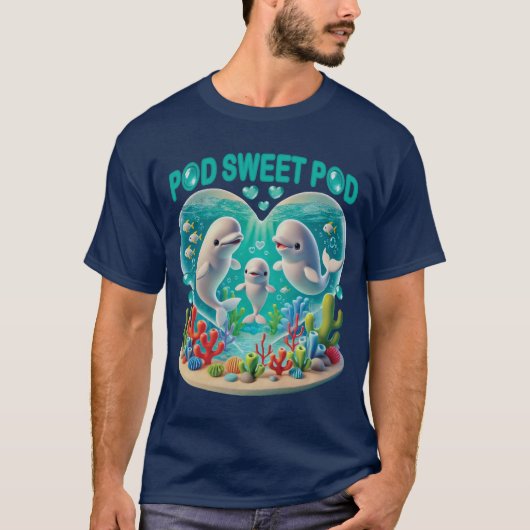 "Pod Sweet Pod" くじらの家族 Tシャツ (正面)