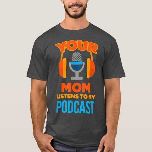 Podcastホストお母さ聞んPodcastへ Tシャツ (正面)