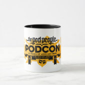 Podcon 2017のマグ! -黄褐色の長いロゴの黒 マグカップ (中央)