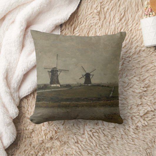 Poder with Mills near Overschie クッション (ブランケット)