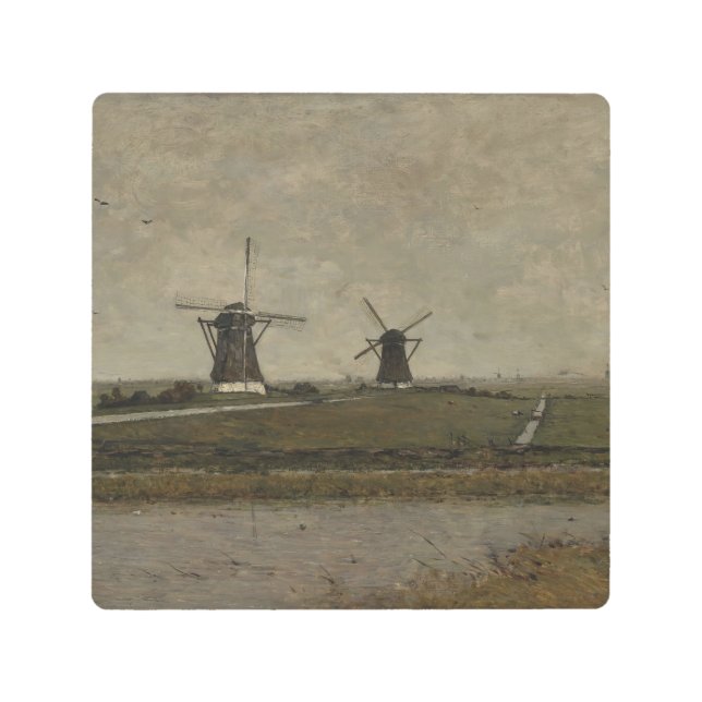 Poder with Mills near Overschie メタルプリント (正面)