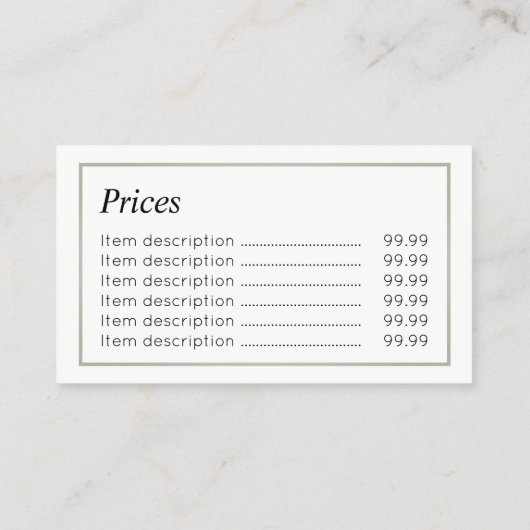 PodiatristのChiropodistの価格の名刺 名刺 (裏面)