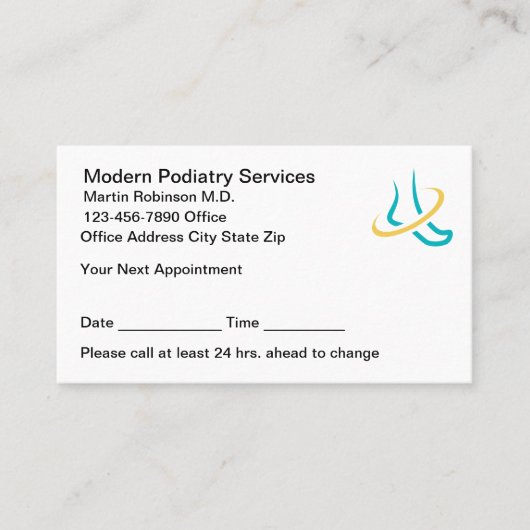Podiatrist Modern Logo Appointment Cards 予約カード (正面)