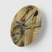 Poeのコラージュ ラウンド壁時計 (傾斜)