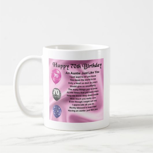 Poem -第70誕生日伯母さん コーヒーマグカップ (左)