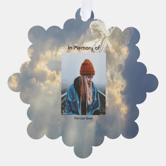 Poem Memorial Keepsake Angel Sky Clouds オーナメントカード (正面)