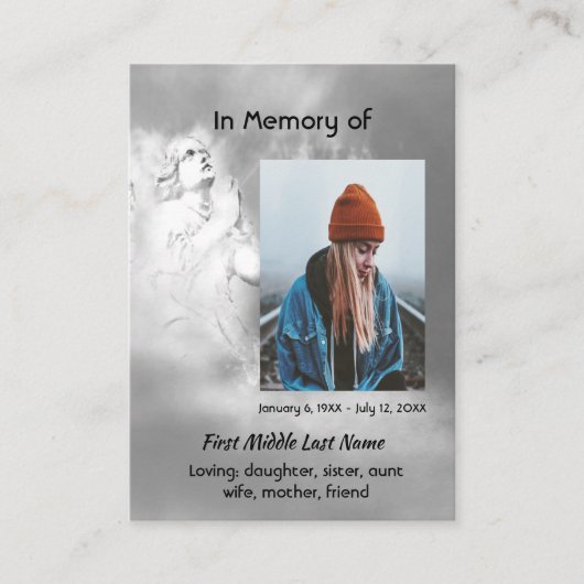 Poem Memorial Keepsake Angel Sky Clouds 名刺 (正面)