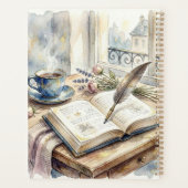 Poet Aesthetic, Monogram Watercolor Whimsical Gold プランナー手帳 (裏面)