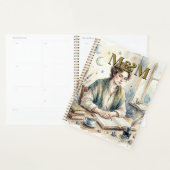 Poet Aesthetic, Monogram Watercolor Whimsical Gold プランナー手帳 (ディスプレー)