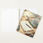 Poet Aesthetic, Monogram Watercolor Whimsical Gold プランナー手帳 (ディスプレー)