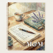 Poet Aesthetic, Monogram Watercolor Whimsical Gold