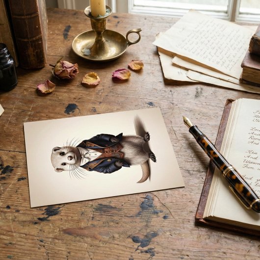 Poetcore Literary Weasel | Dark Academia ポストカード