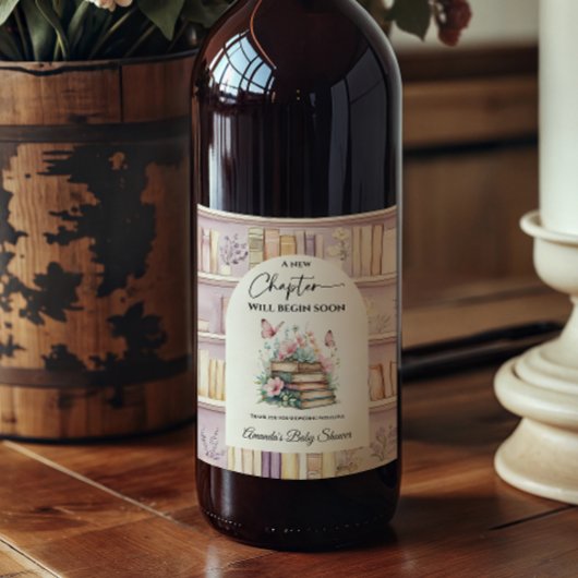 Poetcore New Chapter Pink Girl Book Baby Shower ワインラベル