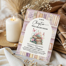 Poetcore New Chapter Pink Girl Book Baby Shower 招待状