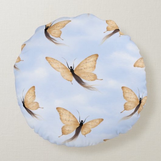 Poetic Butterfly Form - Blue Sky Round Cushion ラウンドクッション (裏面)