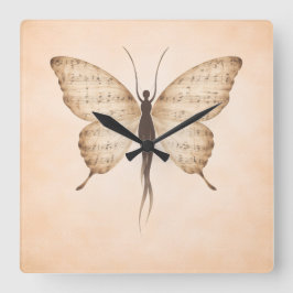 Poetic Butterfly Form Square Clock スクエア壁時計
