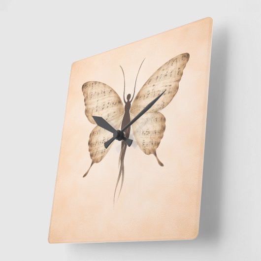 Poetic Butterfly Form Square Clock スクエア壁時計 (傾斜)