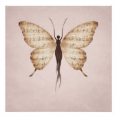 Poetic Butterfly Form Square Poster ポスター (正面)