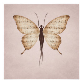 Poetic Butterfly Form Square Poster  ポスター