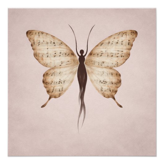 Poetic Butterfly Form Square Poster  ポスター (正面)