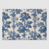 Poetic Roses French Toile Floral Blue Historic  薄葉紙 (正面)