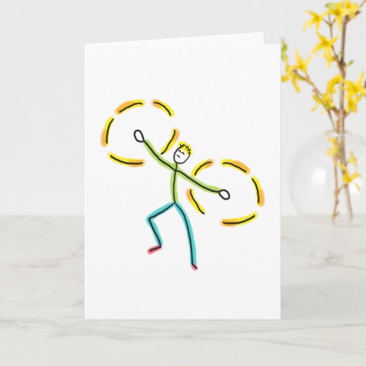 Poi Spinning Stickman カード (黄色い花)