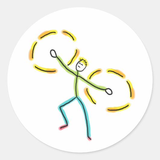 Poi Spinning Stickman ラウンドシール (正面)