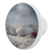 poignée de porte, bateaux de pêche dans la neige セラミックノブ (右)