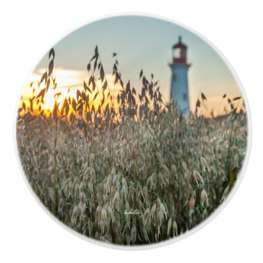 poignée de porte, photo d'une phare dans un champs セラミックノブ (正面)