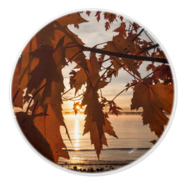 Poignée de porte photo feuille d'érables セラミックノブ