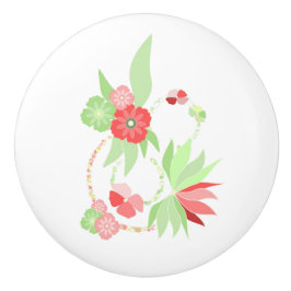 Poignée en Céramique fleurs roses セラミックノブ