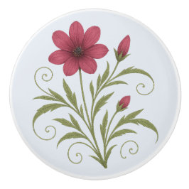 Poignée en Céramique fushia botanique, élégante  セラミックノブ