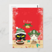 Poilunaのクリスマスお洒落テーブルはがき ポストカード (正面/裏面)