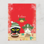 Poilunaのクリスマスお洒落テーブルはがき ポストカード (正面)