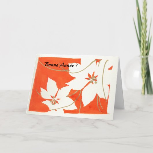Poinsetia Bonne Année シーズンカード (正面)