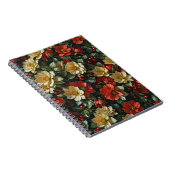 Poinsetia, fleurs rétro en rouge et vert ノートブック (右側)