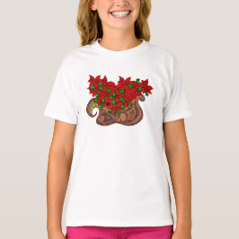 poinsettaのそりの長袖のワイシャツ tシャツ