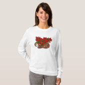 poinsettaのそりの長袖のワイシャツ tシャツ (正面フル)