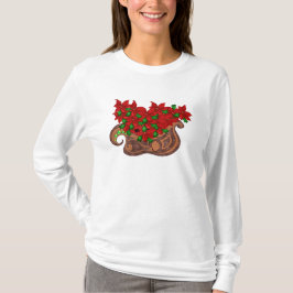 poinsettaのそりの長袖のワイシャツ tシャツ