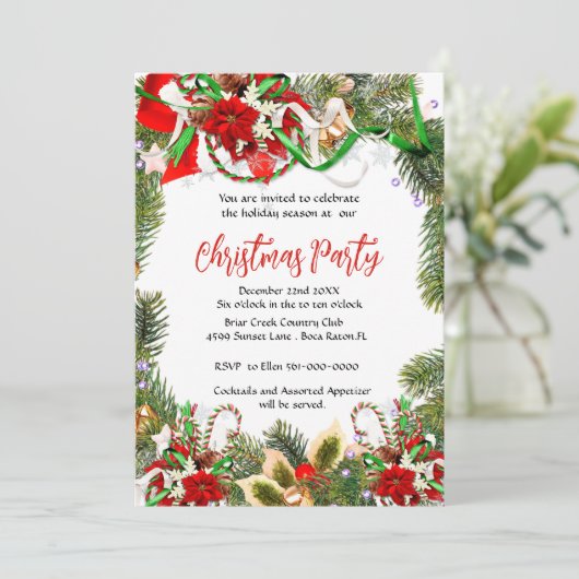 Poinsettiaとのクリスマスパーティーリース 招待状 (スタンド正面)