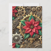 Poinsettiaを使用した印刷可能なSteampunk Clockwork 招待状 (裏面)