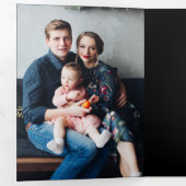 Poinsettiaカラフル & Holly with Sparkles Photo 三つ折りカード (内部最初)